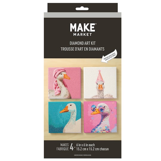 6" x 6" Ducks 4-Piece Stretched Canvas Diamond Art Kit by Make Market®